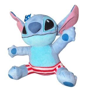 Disney Stitch Plush Toy Unisex 12" Blue Excellent Patriotic Summer Star Headband